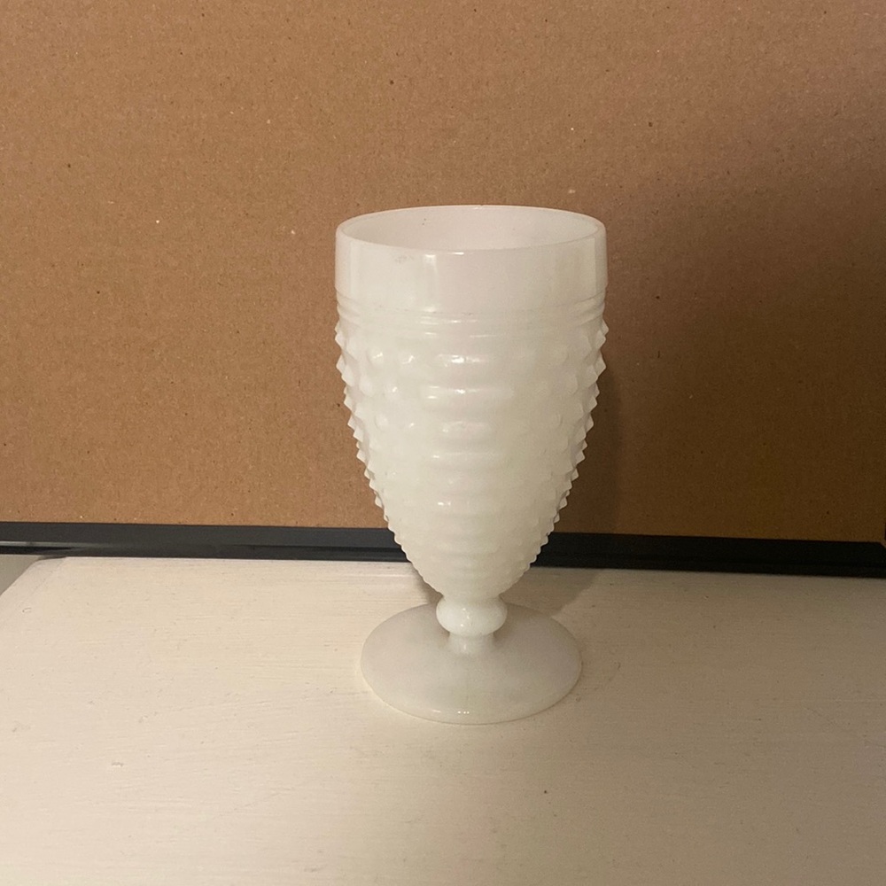 Milk glass wide vase